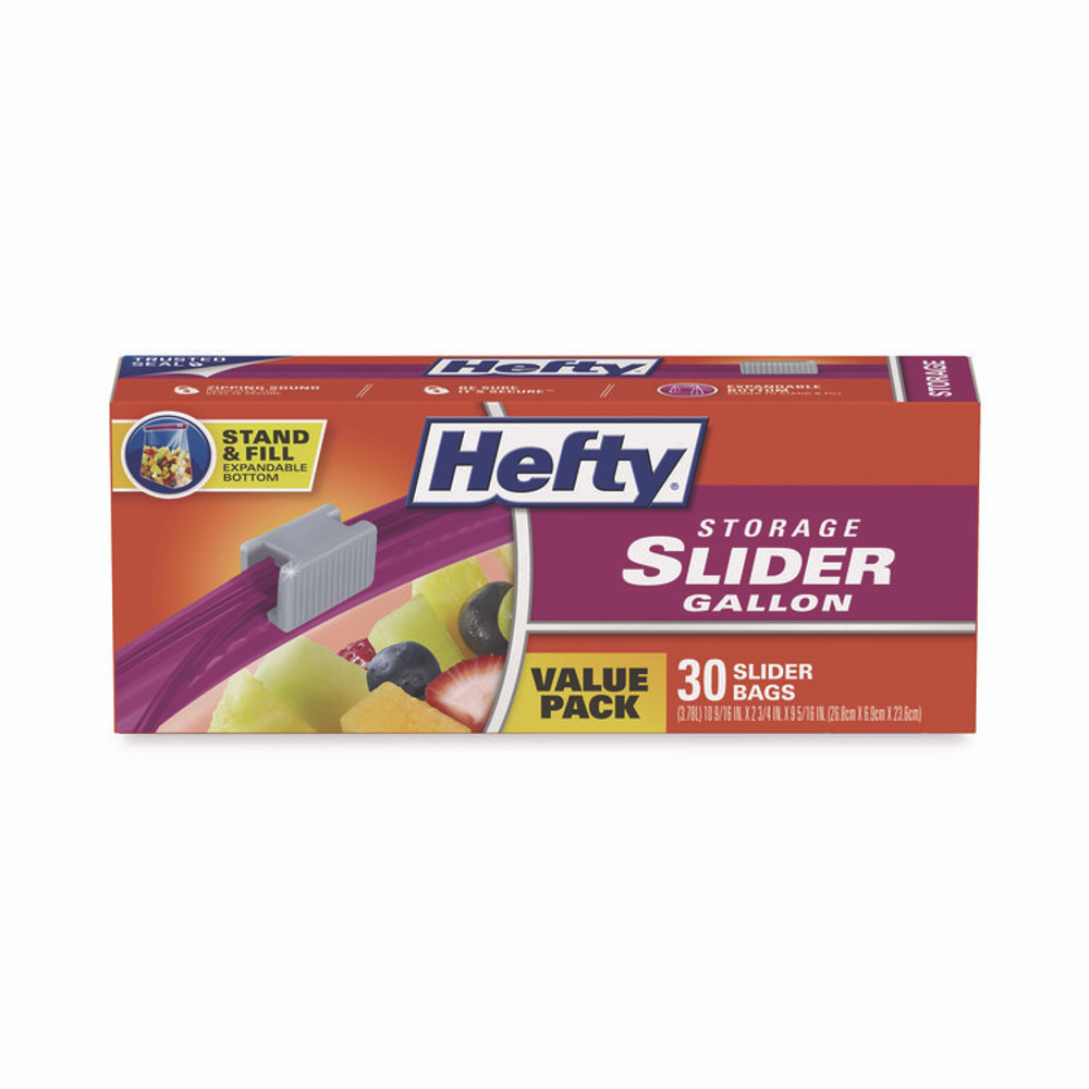 REYNOLDS FOOD PACKAGING Hefty® R88071CT Slider Bags, 1 gal, 1.5 mil, 10.56" x 11", Clear, 30 Bags/Box, 9 Boxes/Carton