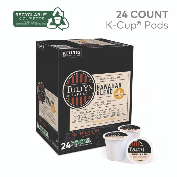 KEURIG DR PEPPER Tully's Coffee® 6606 Hawaiian Blend Coffee K-Cups, 24/Box