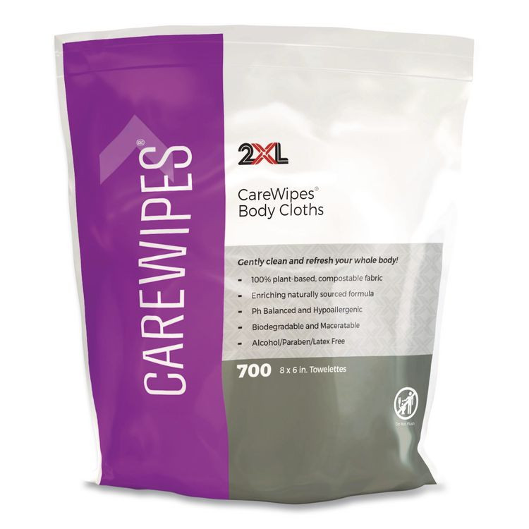 2XL CORPORATION, INC. L336 Performance Body Cloths, 1-Ply, 6 x 8, Unscented, White, 700/Pack, 2 Packs/Carton