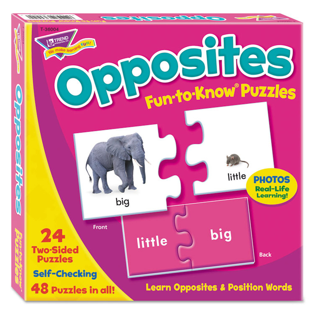 TREND ENTERPRISES, INC. T36004 Fun to Know Puzzles, Matching Opposites and Position Words, Pre-K to K, 24 Pieces
