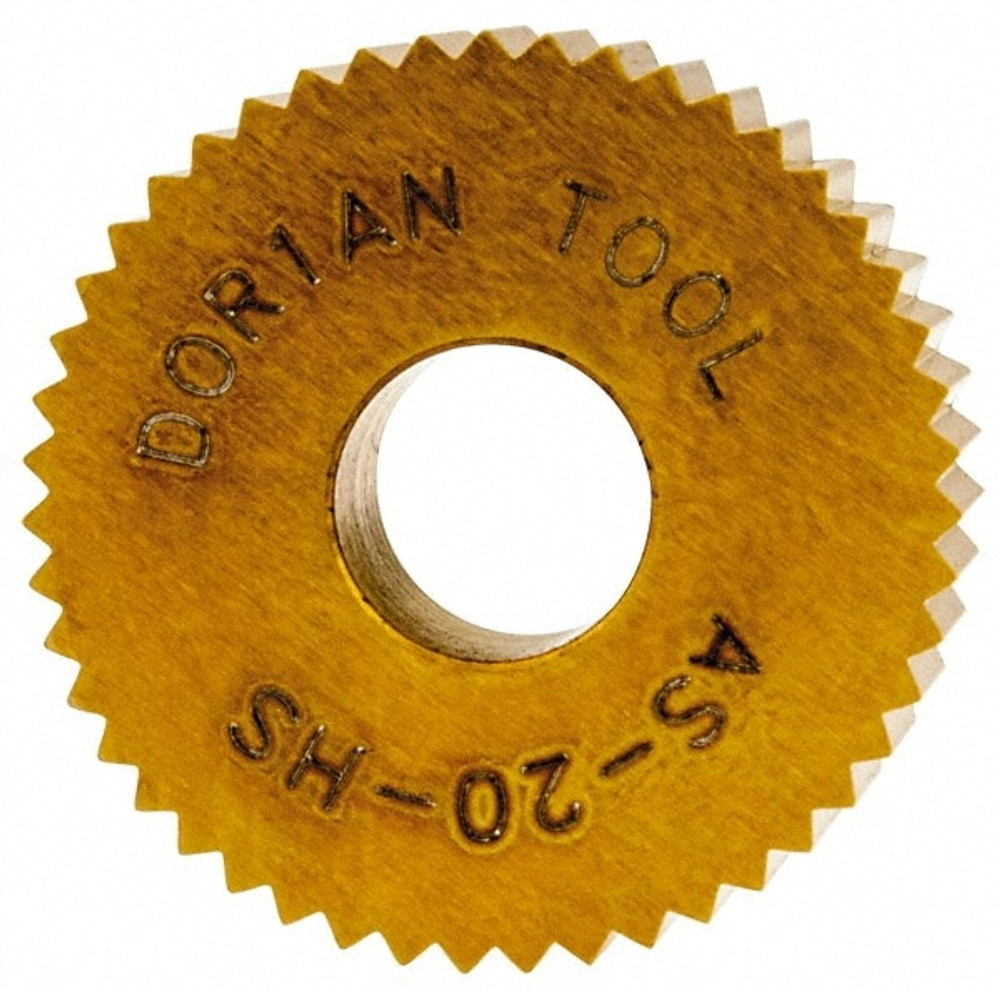 Dorian Tool 73310123510 Standard Knurl Wheel: 3/4" Dia, 90 ° Tooth Angle, 20 TPI, Straight, High Speed Steel