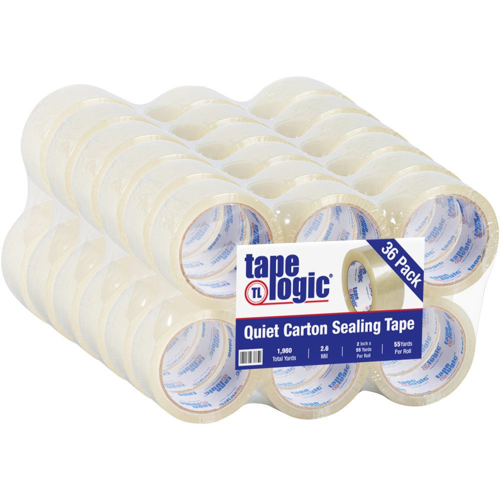 B O X MANAGEMENT, INC. Tape Logic T901126  Quiet Carton-Sealing Tape, 3in Core, 2.6-Mil, 2in x 55 Yd., Clear, Pack Of 36