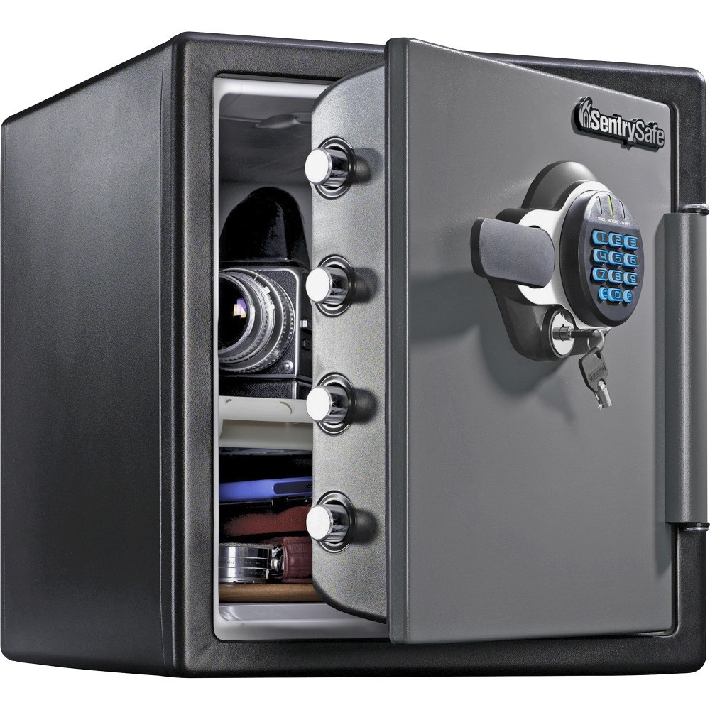 SENTRY SAFE SFW123GDC SentrySafe Fire-Safe Electronic Safe, 1.23 Cu. Ft., Gunmetal Gray