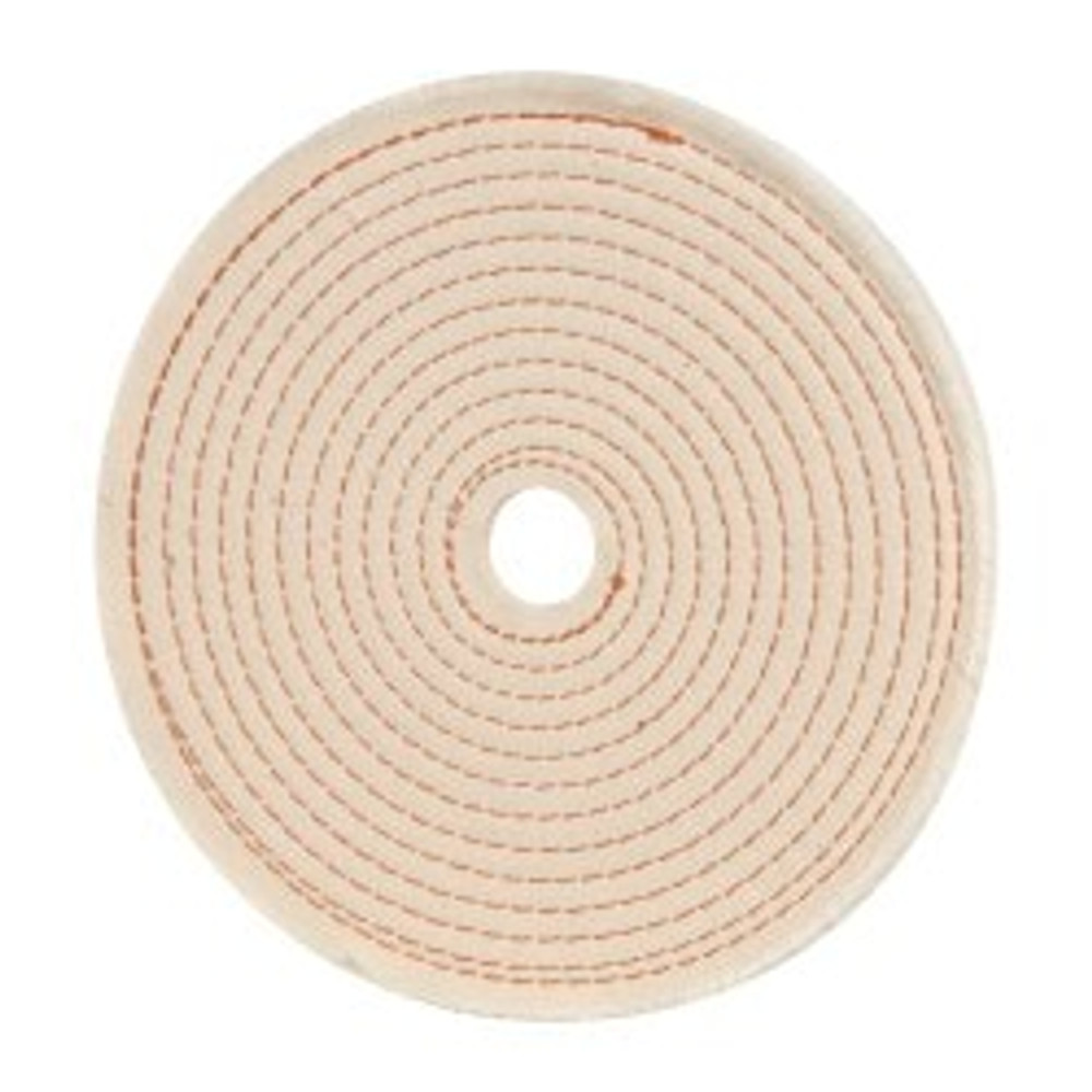 Dico 7000232 Unmounted Spiral Sewn Buffing Wheel: 8" Dia, 1/4" Thick, 1/2" Arbor Hole Dia