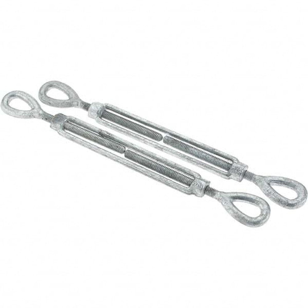 Value Collection B10168 1,200 Lb Load Limit, 3/8" Thread Diam, 6" Take Up, Steel Eye & Eye Turnbuckle