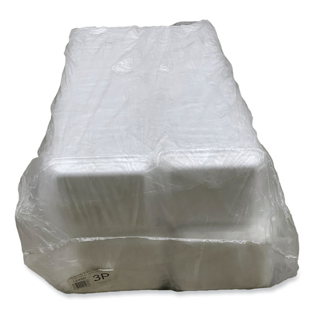 GEN 3PWH Meat Trays, #3P, 8.7 x 6.6 x 1.1, White, Foam, 400/Carton