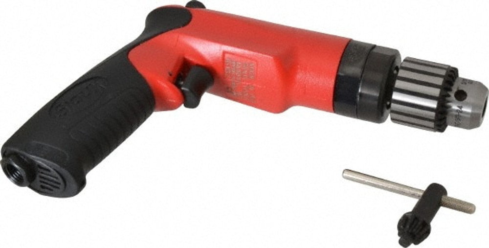 Sioux Tools SDR10P25R3 Air Drill: 3/8" Keyed & Keyless Chuck, Reversible