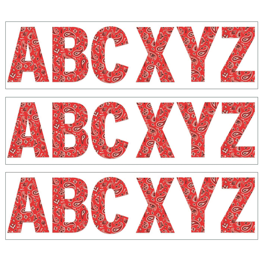 EDUCATORS RESOURCE EU-850009-3 Eureka 7in Deco Letters, Red Bandana, 129 Letters Per Pack, Set Of 3 Packs