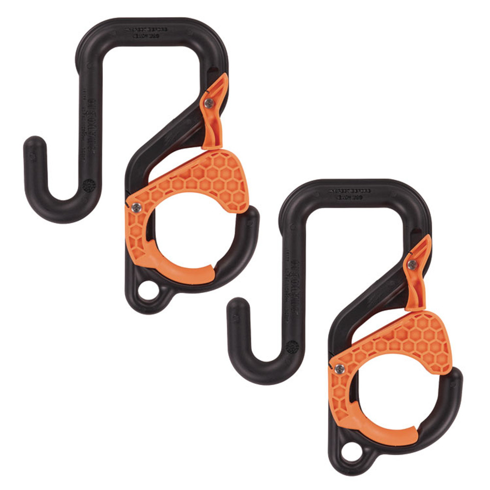 TENACIOUS HOLDINGS, INC. ergodyne® 19279 Squids 3178 Locking Aerial Bucket Hook, Tethering Point, 9.06 x 7.09 x 2.17, Black/Orange, Supports 40 lbs, 2/Pack