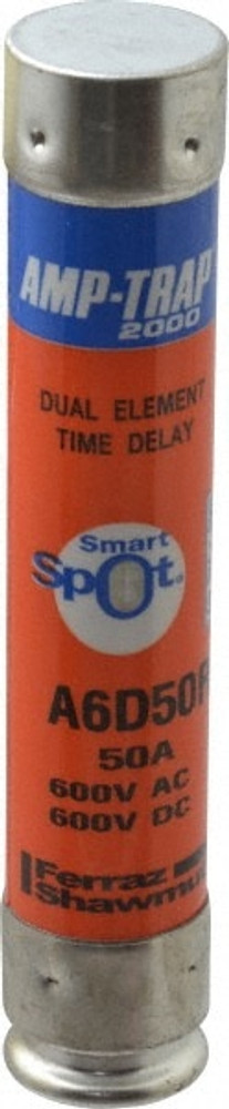 Ferraz Shawmut A6D50R Cylindrical Time Delay Fuse: RK1, 50 A, 27 mm Dia