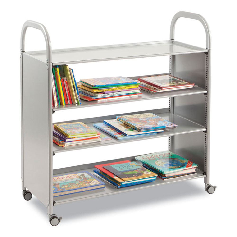 GRATNELLS USA, LLC SSET0644 Callero Plus Flat Shelf Trolley, Metal, 4 Shelves, 40.6" x 17.3" x 41.5", Silver