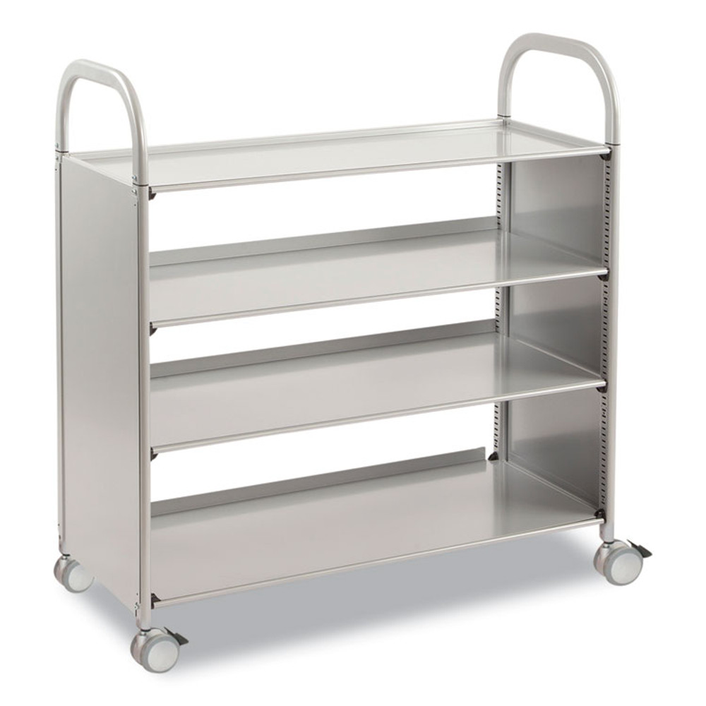 GRATNELLS USA, LLC SSET0644 Callero Plus Flat Shelf Trolley, Metal, 4 Shelves, 40.6" x 17.3" x 41.5", Silver