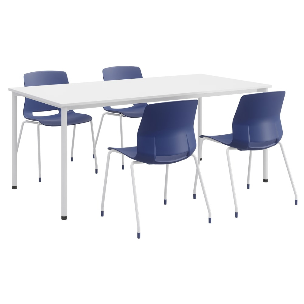 KENTUCKIANA FOAM INC KFI Studios 840031924018  Dailey Table Set With 4 Sled Chairs, White Table/Navy Chairs