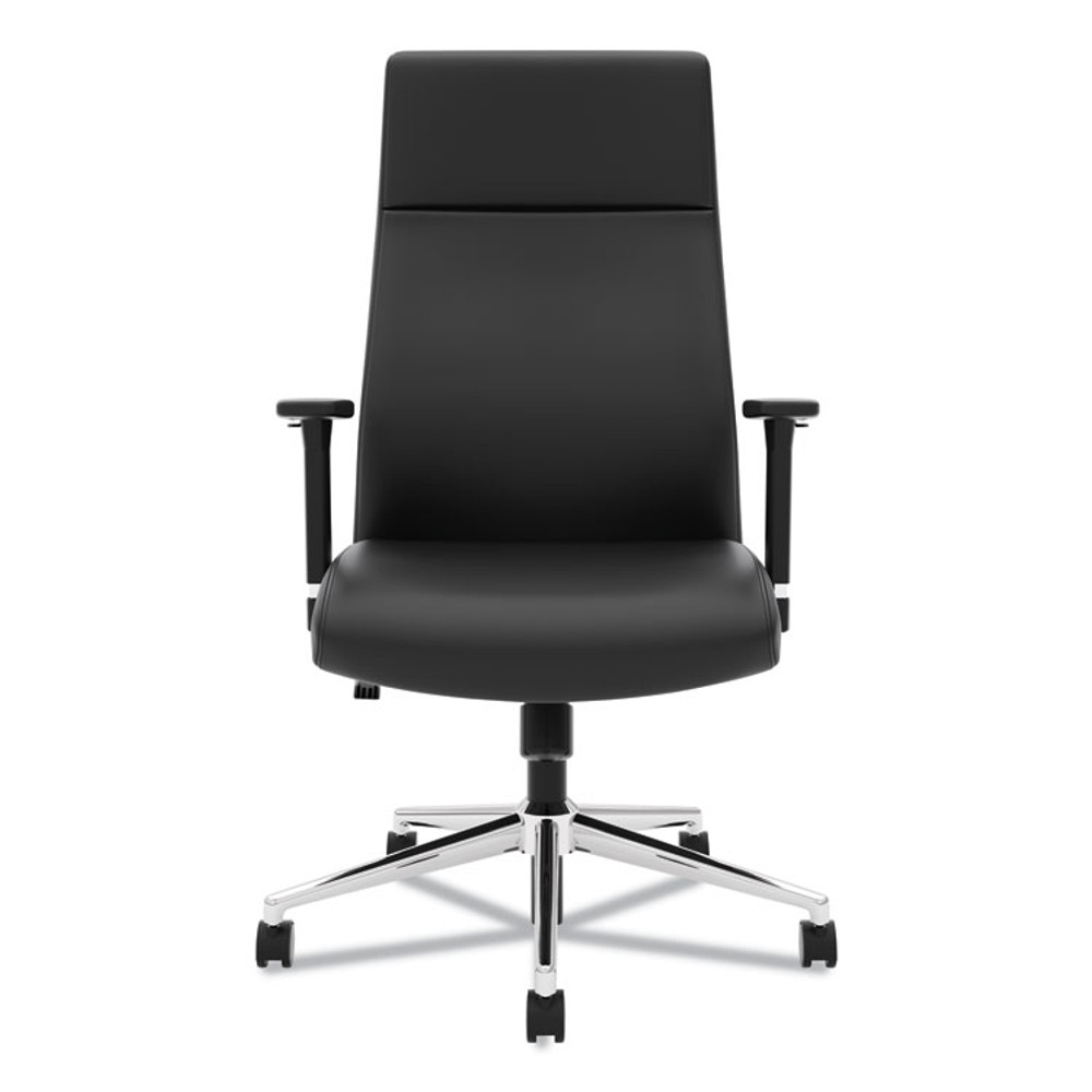 HON COMPANY VL108SB11 Define Executive High-Back Leather Chair, Supports 250 lb, 17" to 21" Seat Height, Black Seat/Back, Polished Chrome Base