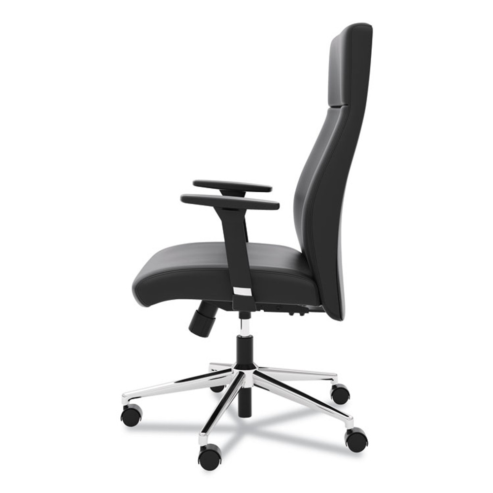 HON COMPANY VL108SB11 Define Executive High-Back Leather Chair, Supports 250 lb, 17" to 21" Seat Height, Black Seat/Back, Polished Chrome Base