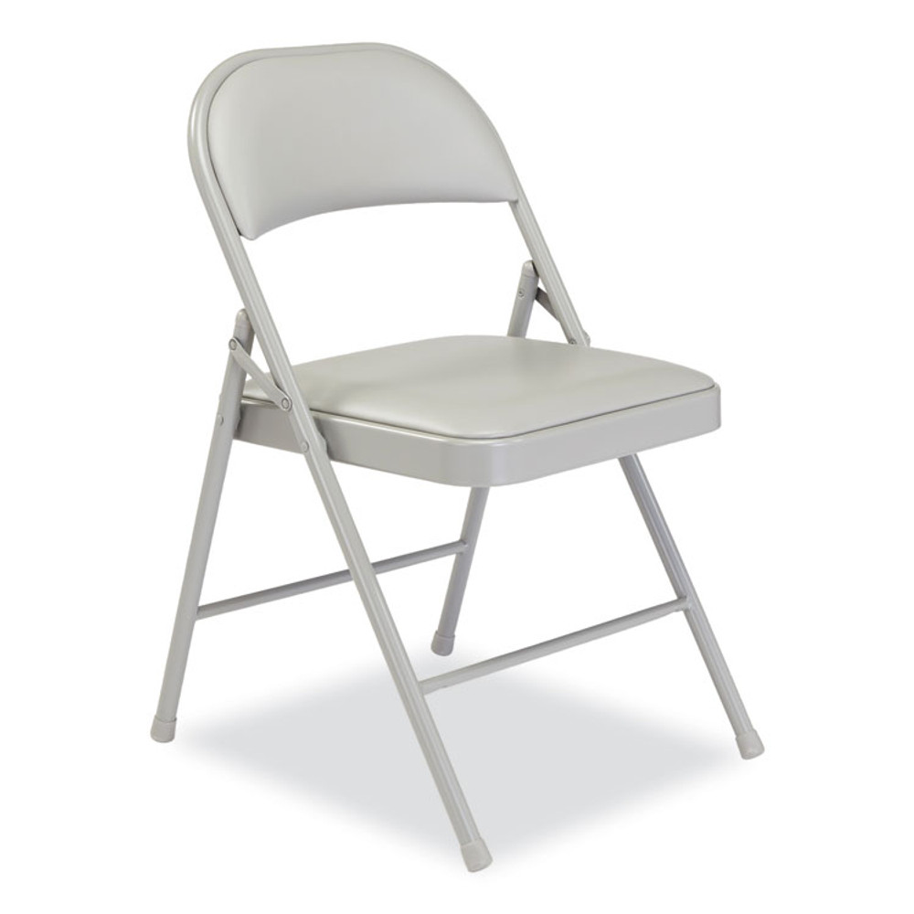 NATIONAL PUBLIC SEATING BASICS by NPS® 952 950 Series Vinyl Padded Steel Folding Chair, Supports Up to 250 lb, 17.75" Seat Height, Gray, 4/Carton