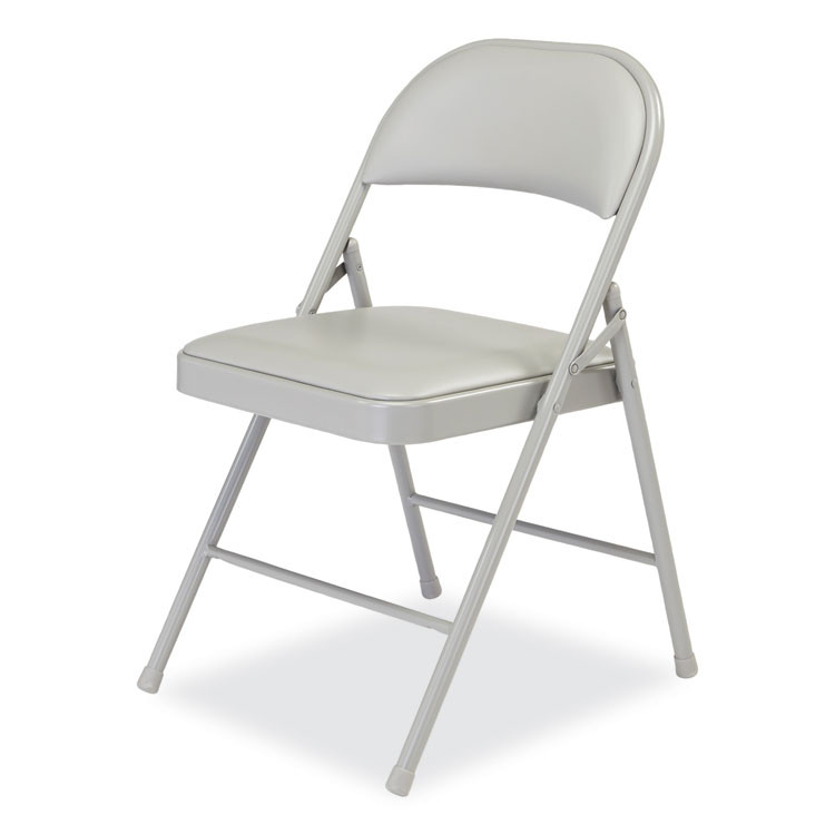 NATIONAL PUBLIC SEATING BASICS by NPS® 952 950 Series Vinyl Padded Steel Folding Chair, Supports Up to 250 lb, 17.75" Seat Height, Gray, 4/Carton