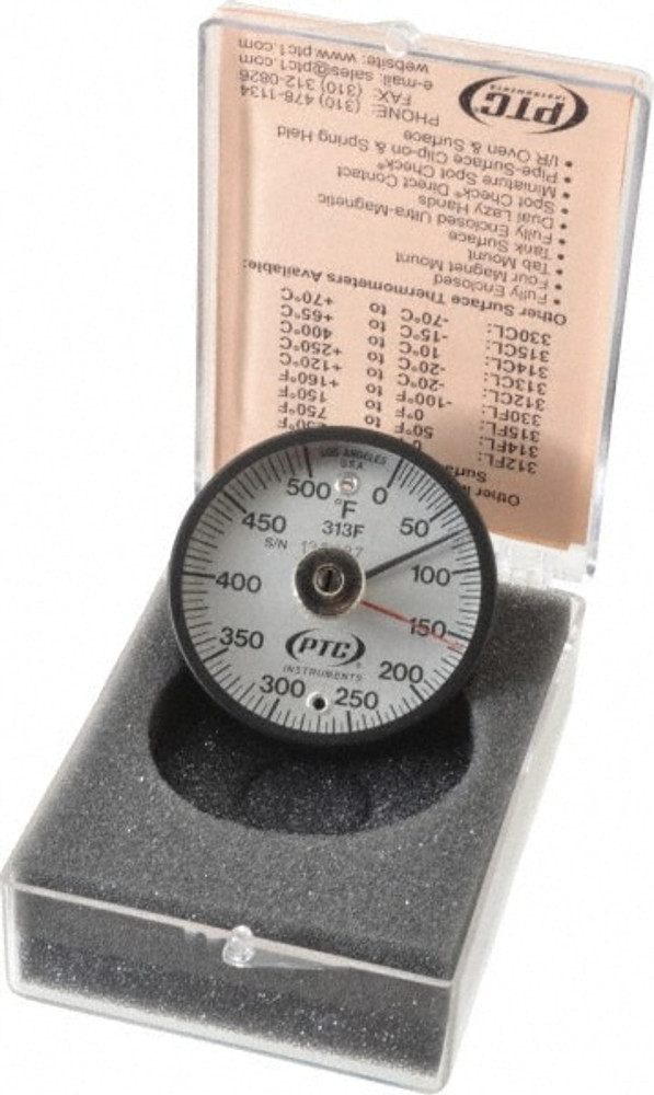 PTC Instruments 313FL 500°F, 2 Inch Dial Diameter, Dual Magnet Mount Thermometer