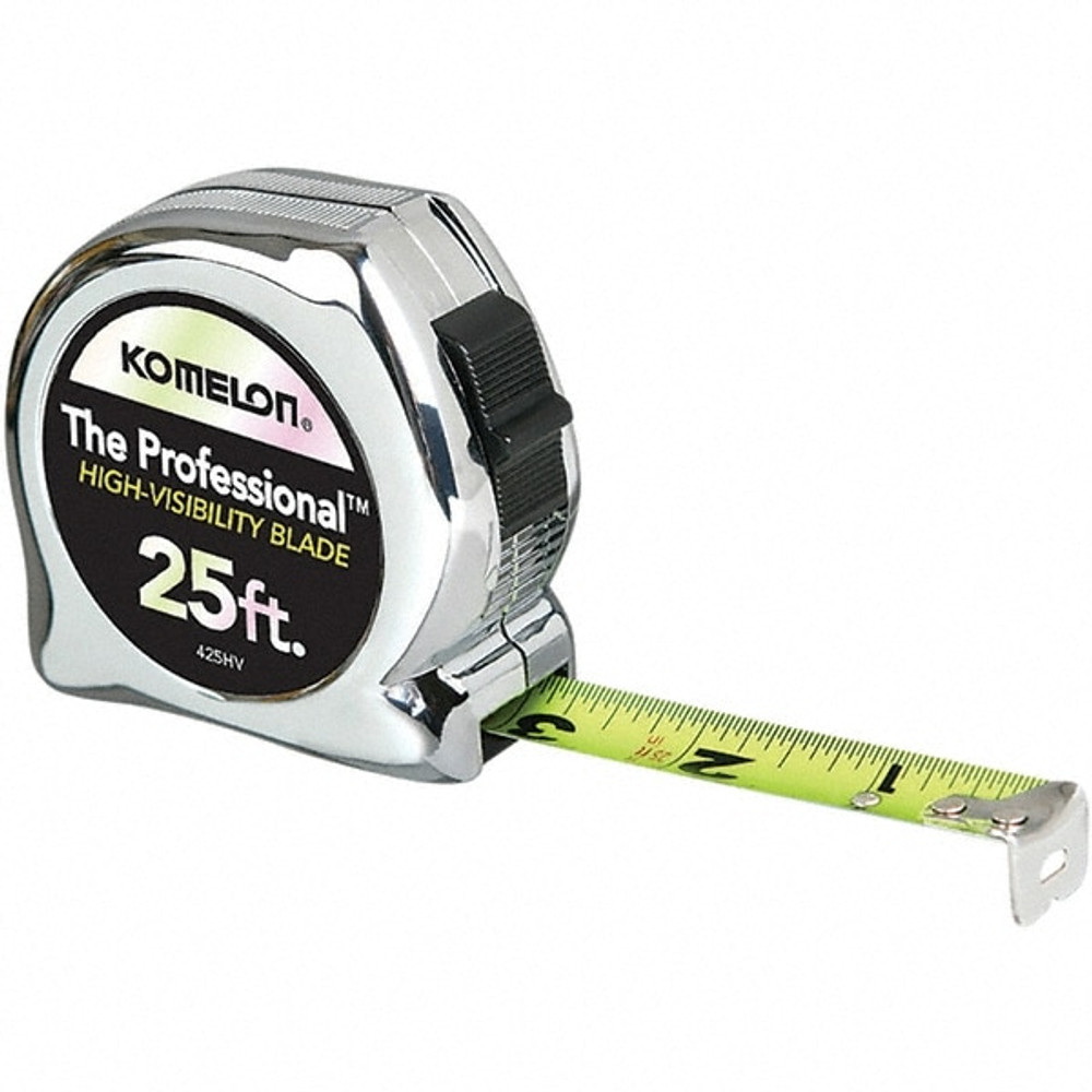 Komelon 425HV Tape Measure: 25' Long, 1" Width, Yellow Blade