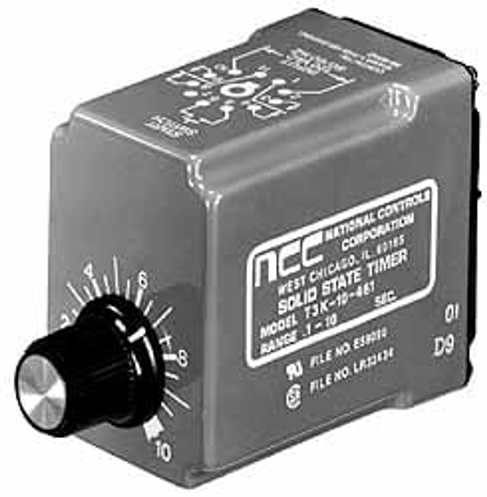 NCC T3K-00060-467 Time Delay Relays; Timer Function: Delay On Break ; Minimum Delay (sec.): 0.6000 ; Timer Adjustment Method: Knob