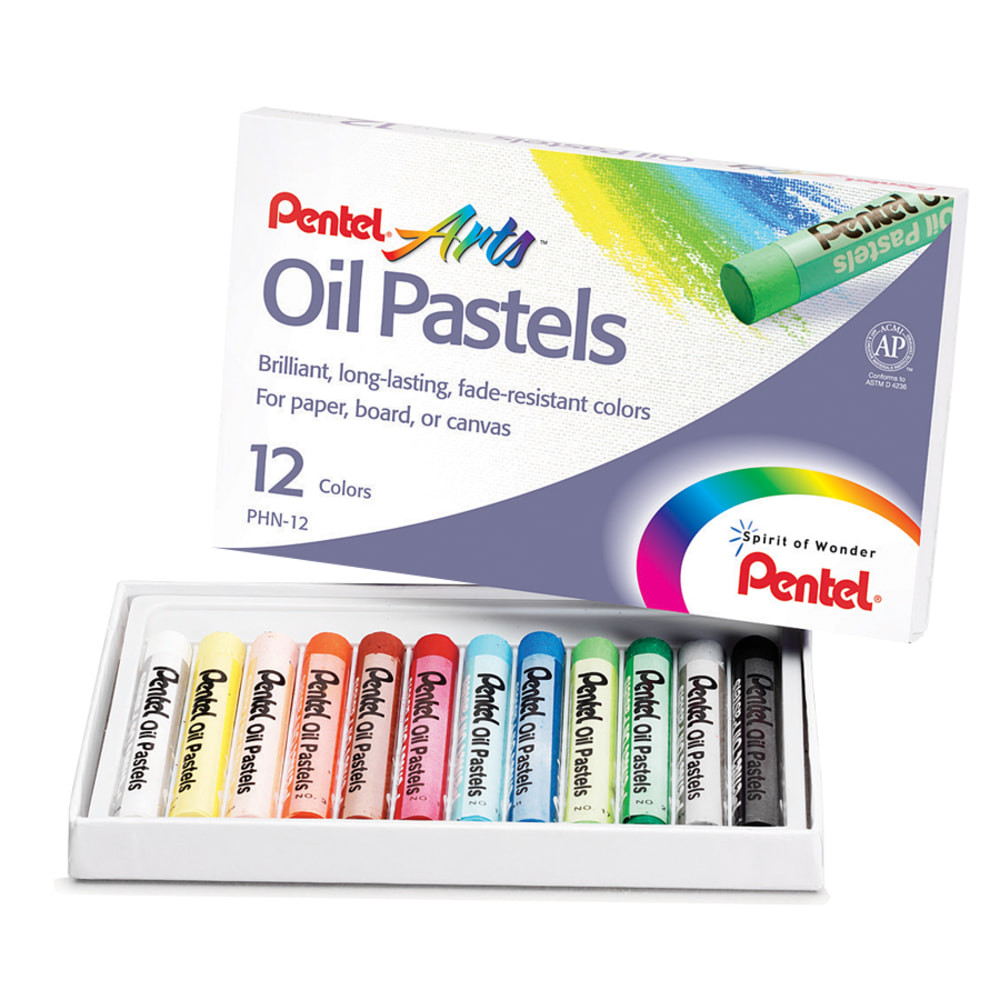 PENTEL OF AMERICA, LTD. Pentel PHN12  Arts Oil Pastels, Assorted Colors, Pack Of 12