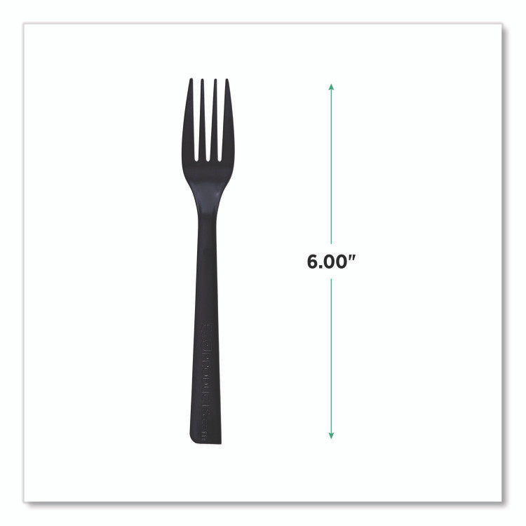 ECO-PRODUCTS,INC. EP-S112 100% Recycled Content Cutlery, Fork, Plastic, Black, 50/Pack, 20 Packs/Carton