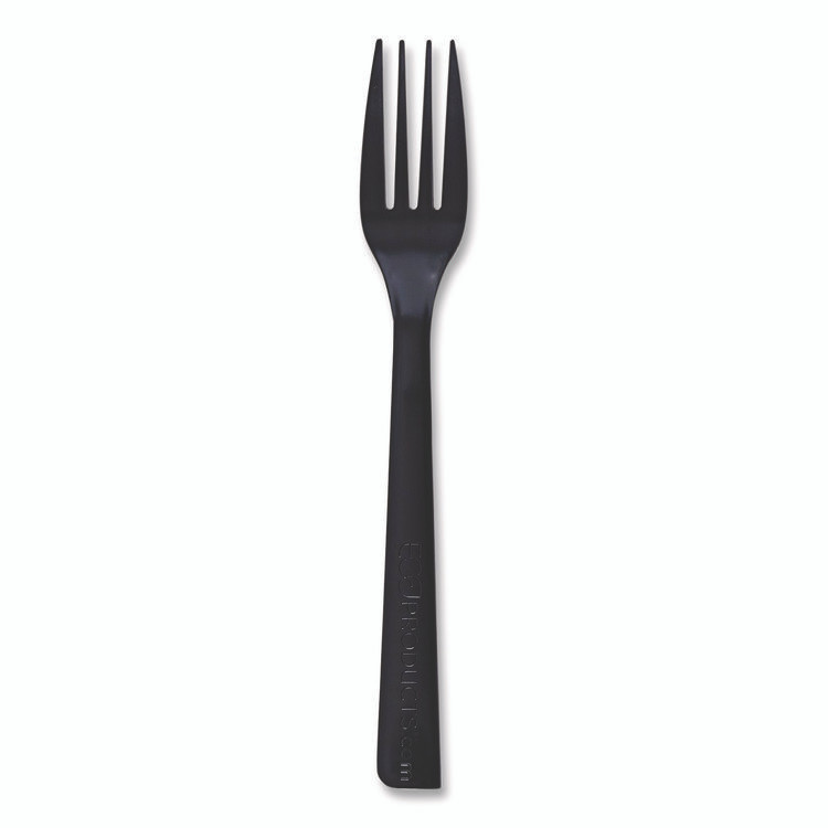 ECO-PRODUCTS,INC. EP-S112 100% Recycled Content Cutlery, Fork, Plastic, Black, 50/Pack, 20 Packs/Carton