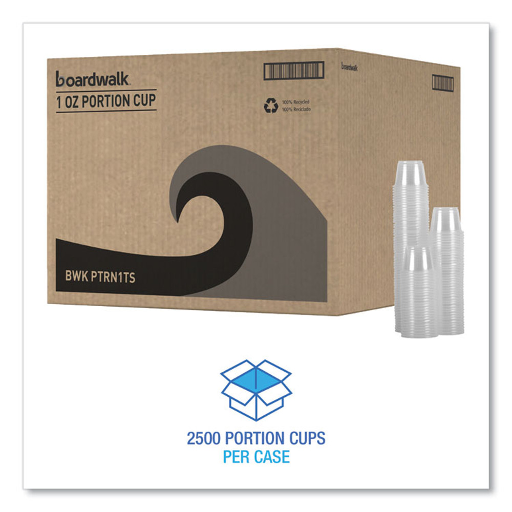 BOARDWALK PRTN1TS Souffle/Portion Cups, 1 oz, Plastic, Clear, 125/Sleeves, 20 Sleeves/Carton