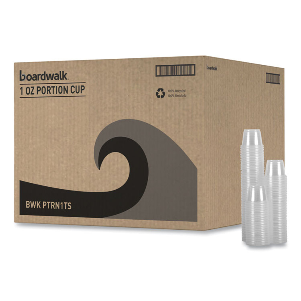 BOARDWALK PRTN1TS Souffle/Portion Cups, 1 oz, Plastic, Clear, 125/Sleeves, 20 Sleeves/Carton