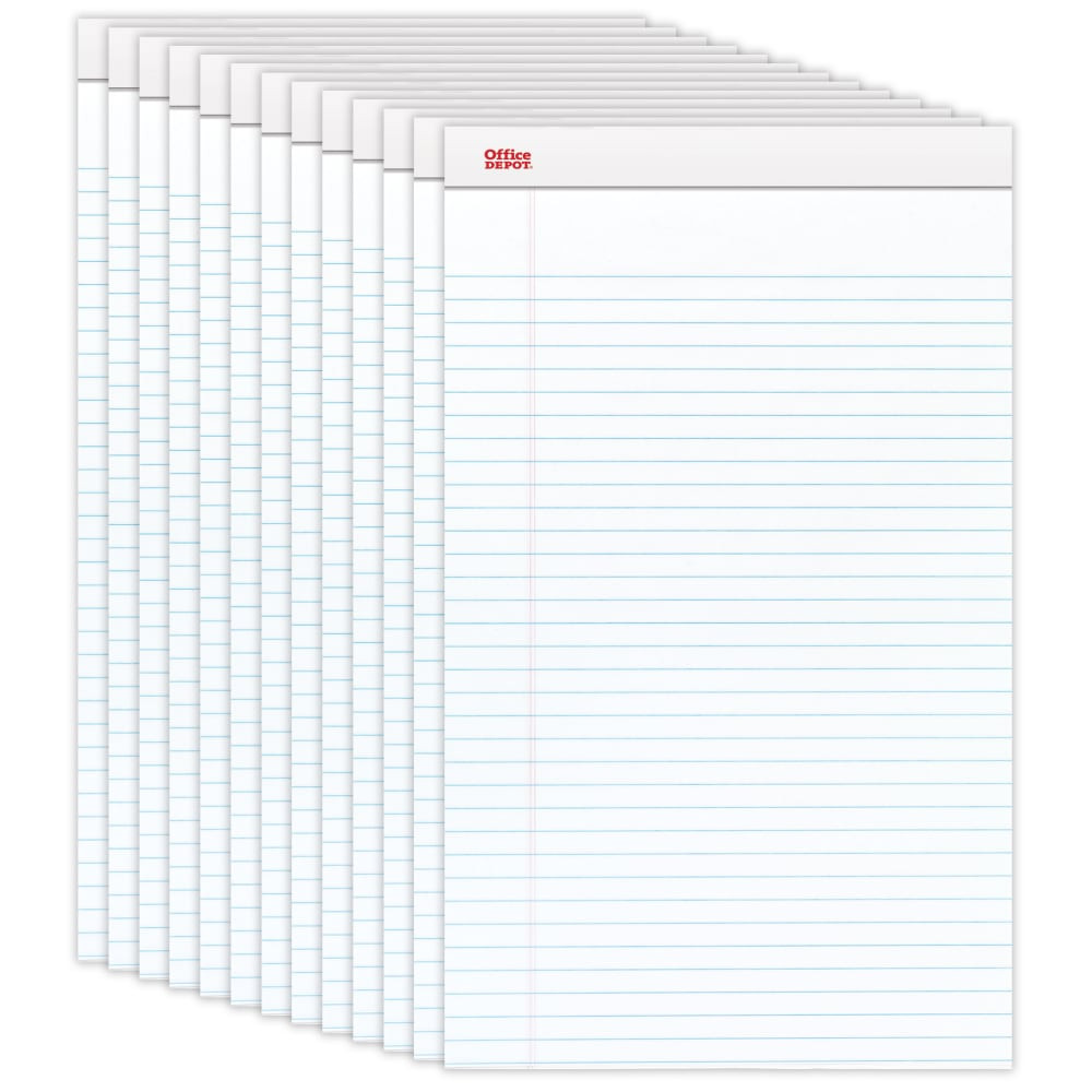 CARDINAL BRANDS, INC 99419 Office Depot Brand Writing Pads, 8 1/2in x 14in, Legal/Wide Ruled, 50 Sheets, White, Pack Of 12 Pads