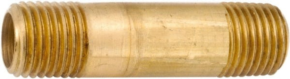 ANDERSON METALS 736113-0224 Brass Pipe Nipple: Threaded on Both Ends, 1-1/2" OAL, NPT