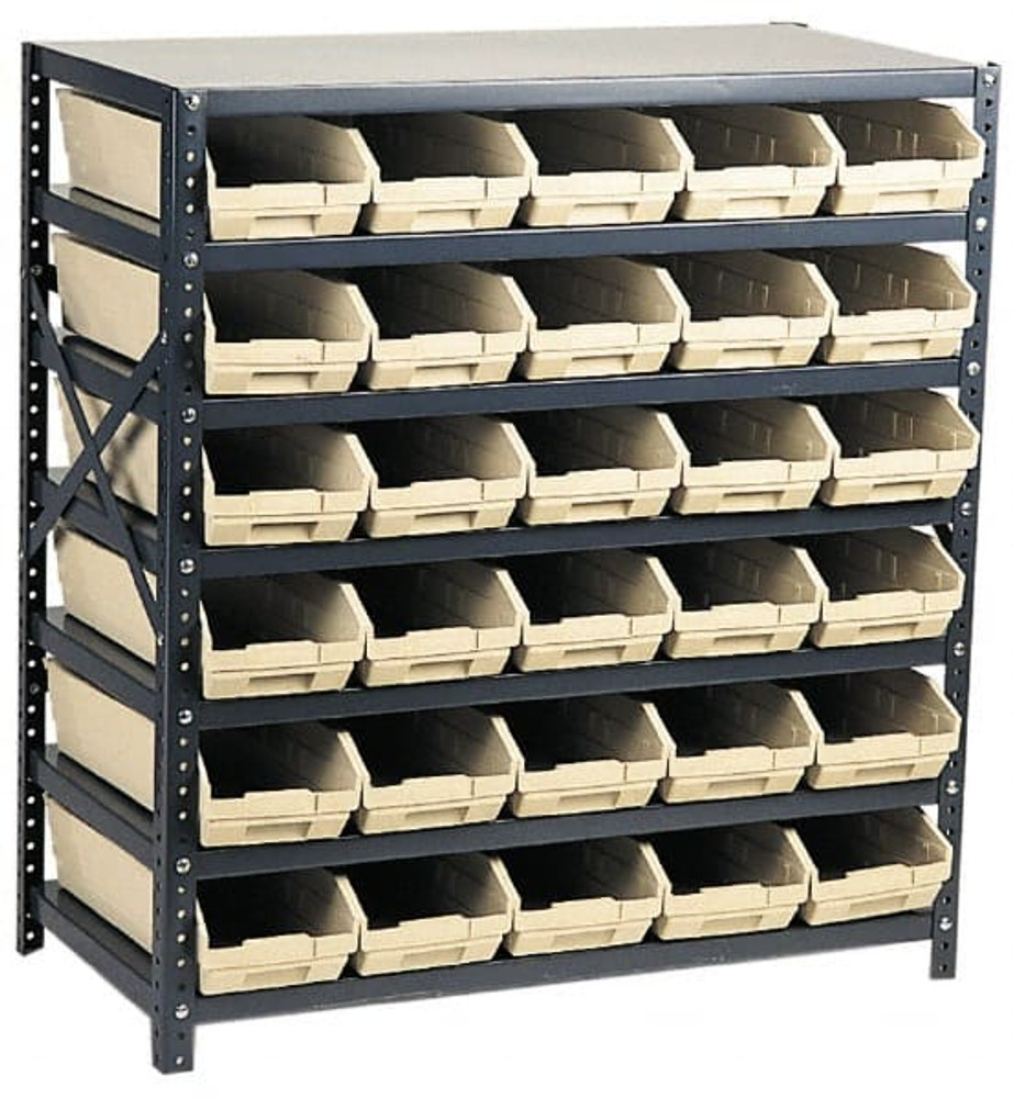 Quantum Storage 1239-101BK Floor Pick Rack: Double-Sided Mobile Pick Rack Unit with Shelf Bins, 2,100 lb Capacity, 12" OAD, 39" OAH, 36" OAW