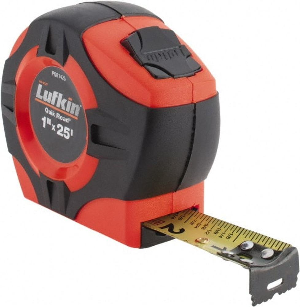 Lufkin PQR1425N Tape Measure: 25' Long, 1" Width, Yellow Blade