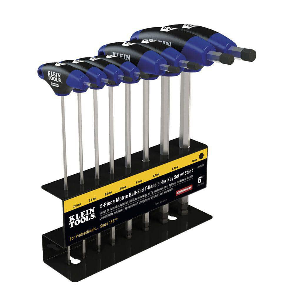 Klein Tools JTH98M 8 Piece T-Handle Cushion Grip Hex Key Set, With Stand