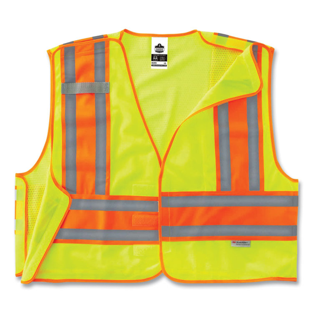 TENACIOUS HOLDINGS, INC. ergodyne® 24000 GloWear 8245PSV Class 2 Public Safety Vest, Polyester, 6X-Large/7X-Large, Lime