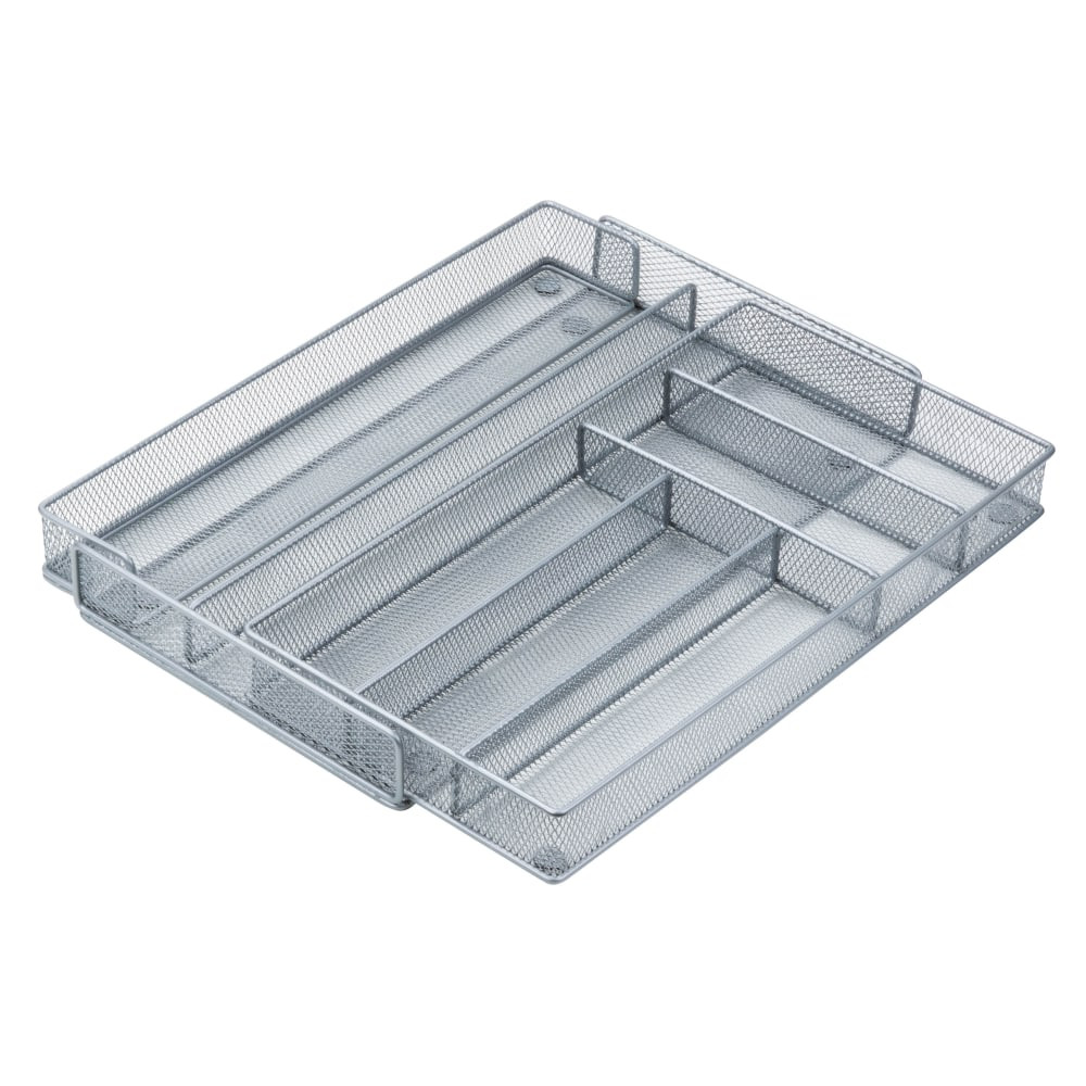 HONEY-CAN-DO INTERNATIONAL, LLC Honey Can Do KCH-02163 Honey-Can-Do Steel Mesh Expandable Cutlery Tray, 2inH x 20 1/4inW x 16 1/2inD, Gray/Silver
