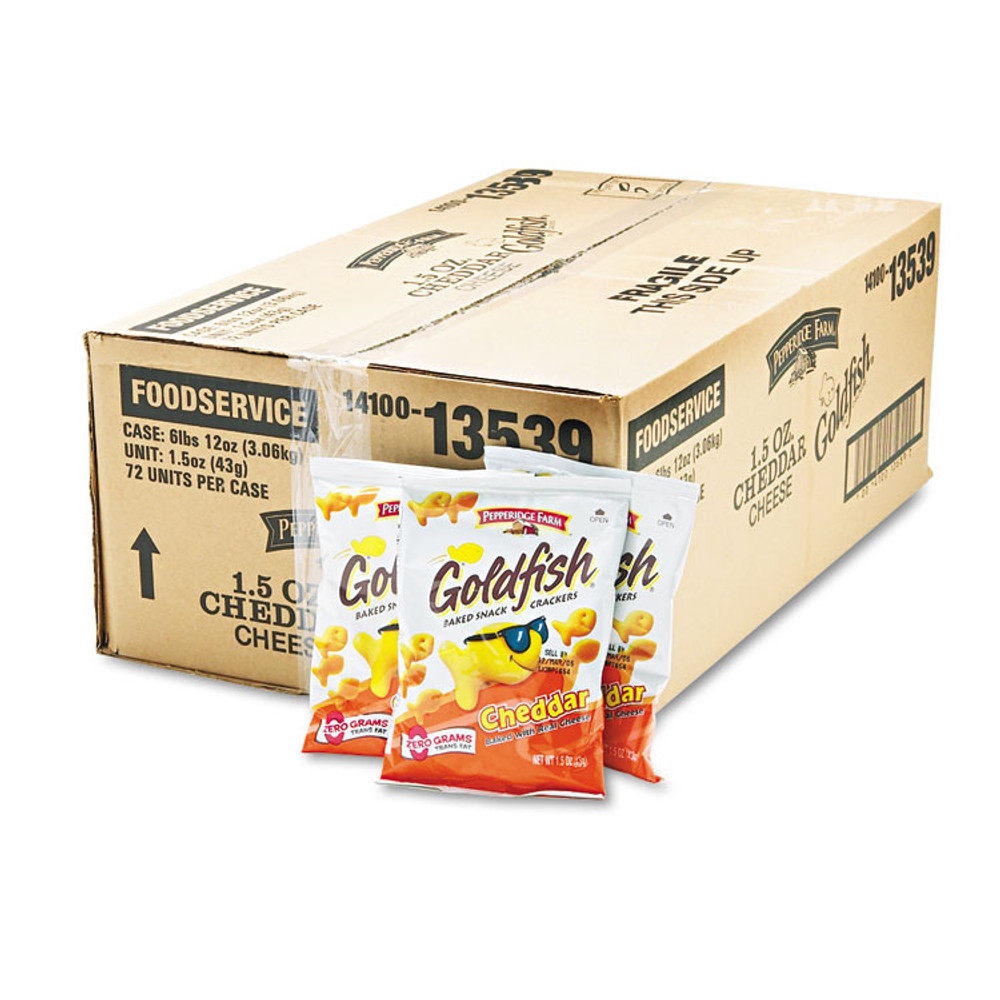 PEPPERIDGE FARM, INC 13539 Goldfish Crackers, Cheddar, Single-Serve Snack, 1.5oz Bag, 72/Carton