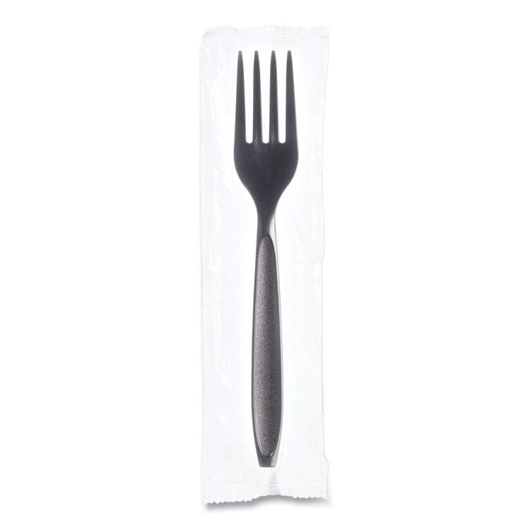 DART SOLO® RSK10004 Reliance Mediumweight Cutlery, Fork, Plastic, Black, 1,000/Carton