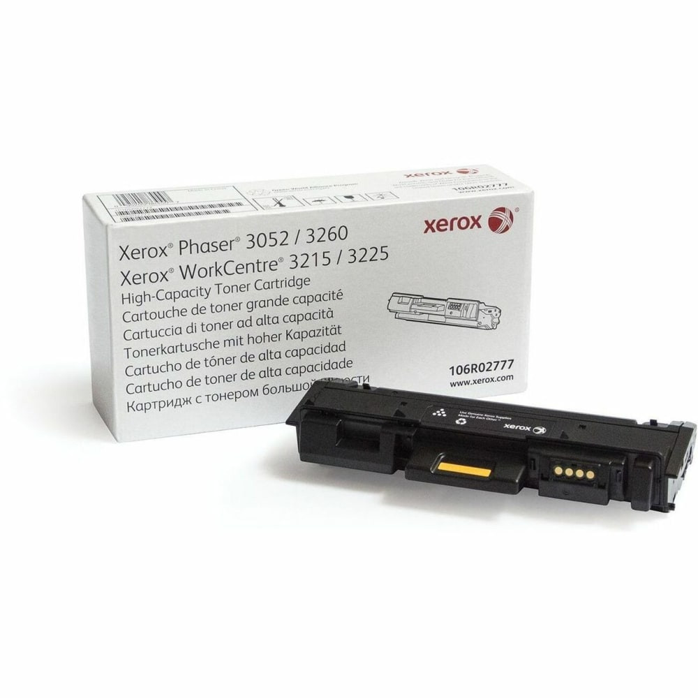 Compatible Xerox models: Phaser:  3260 DI,  3260 DNI.   WorkCentre:  3215 NI,  3225 DNI.  .  Pair your compatible Xerox printer with Xerox 106R02777 High-Yield Black Toner. Tested for image quality, each cartridge helps your projects look crisp and professional.  Yields up to 3,000 pages.  Helps Avoid Waste - Designed for extended use, helping reduce or eliminate material use and potentially save money.  Recycling solution - designed to encourage recycling, helping you divert materials from landfill.