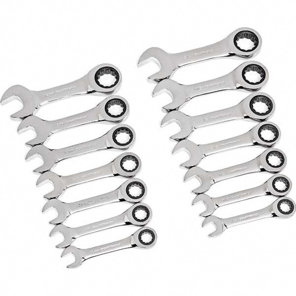 GEARWRENCH 85206 Ratcheting Combination Wrench Set: 14 Pc, 1/2" 11/16" 3/4" 3/8" 5/8" 7/16" & 9/16" Wrench, Inch & Metric