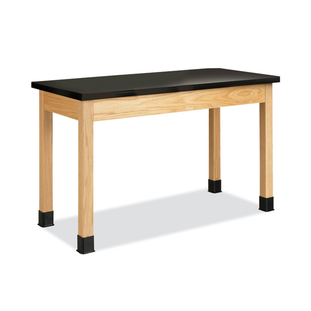 DIVERSIFIED WOODCRAFTS, INC. Spaces™ P7102BK30N Classroom Science Table, 48w x 24d x 30h, Black ChemGuard High Pressure Laminate (HPL) Top, Oak Base