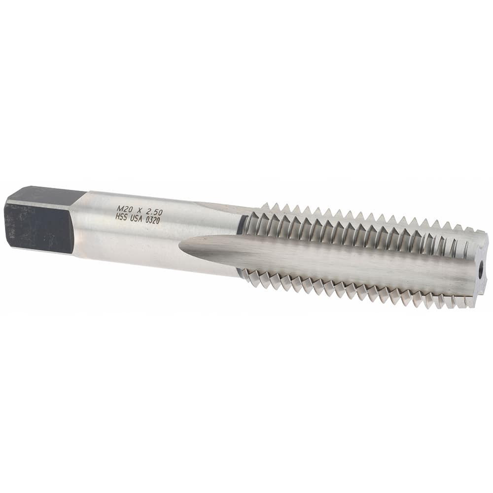 MSC 20439-P Straight Flute Tap: M20x2.50 Metric Coarse, 4 Flutes, Plug, High Speed Steel, Bright/Uncoated