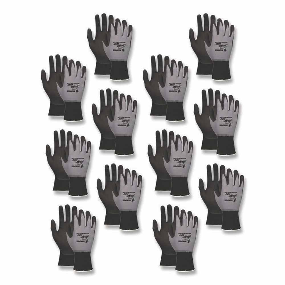 MCR SAFETY N96790S Ninja Nitrile Coating Nylon/Spandex Gloves, Small, Black/Gray, 12 Pairs