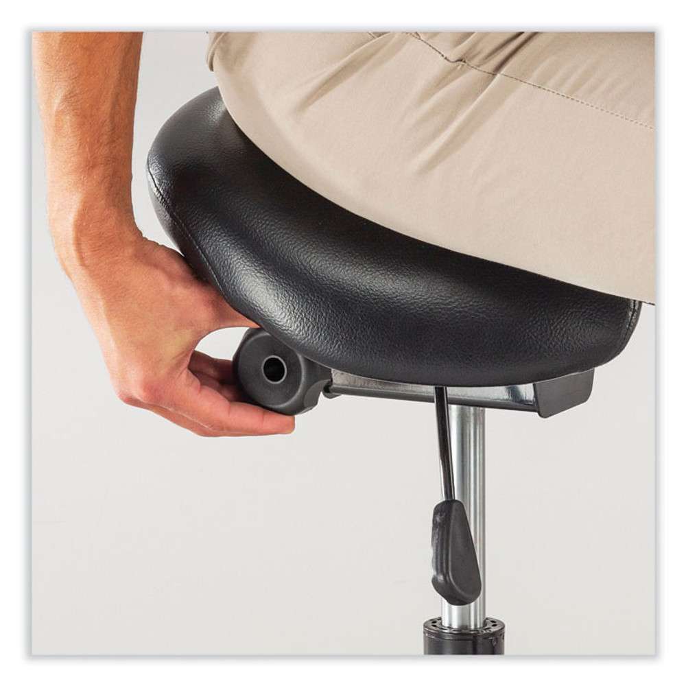 SAFCO PRODUCTS 3006BV Twixt Extended-Height Saddle Seat Stool, Backless, Supports Up to 300 lb, 22.9" to 32.7" Seat Height, Black Seat