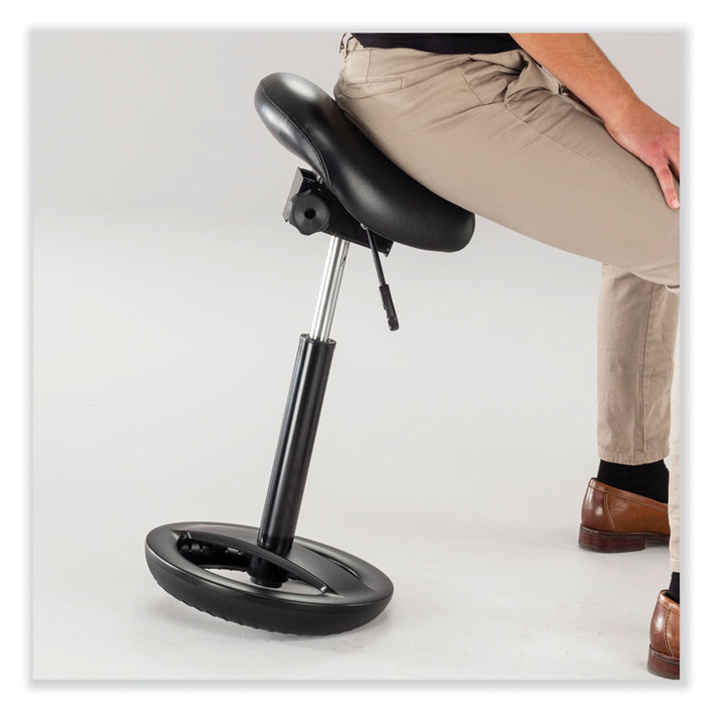 SAFCO PRODUCTS 3006BV Twixt Extended-Height Saddle Seat Stool, Backless, Supports Up to 300 lb, 22.9" to 32.7" Seat Height, Black Seat