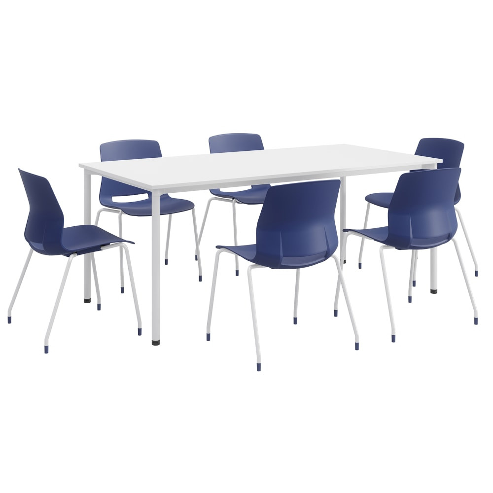 KENTUCKIANA FOAM INC KFI Studios 840031923011  Dailey Table Set With 6 Poly Chairs, White Table/Navy Chairs