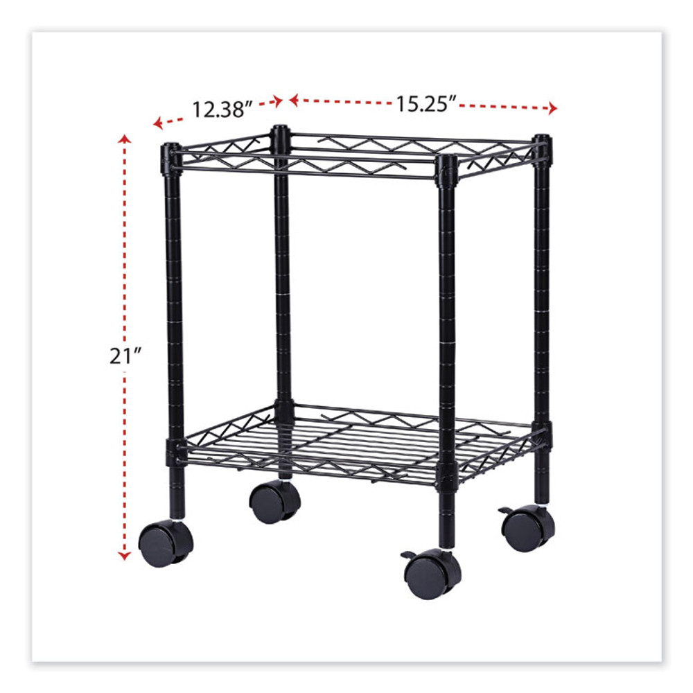 ALERA FW601416BL Compact File Cart for Side-to-Side Filing, Metal, 1 Shelf, 1 Bin, 15.25" x 12.38" x 21", Black