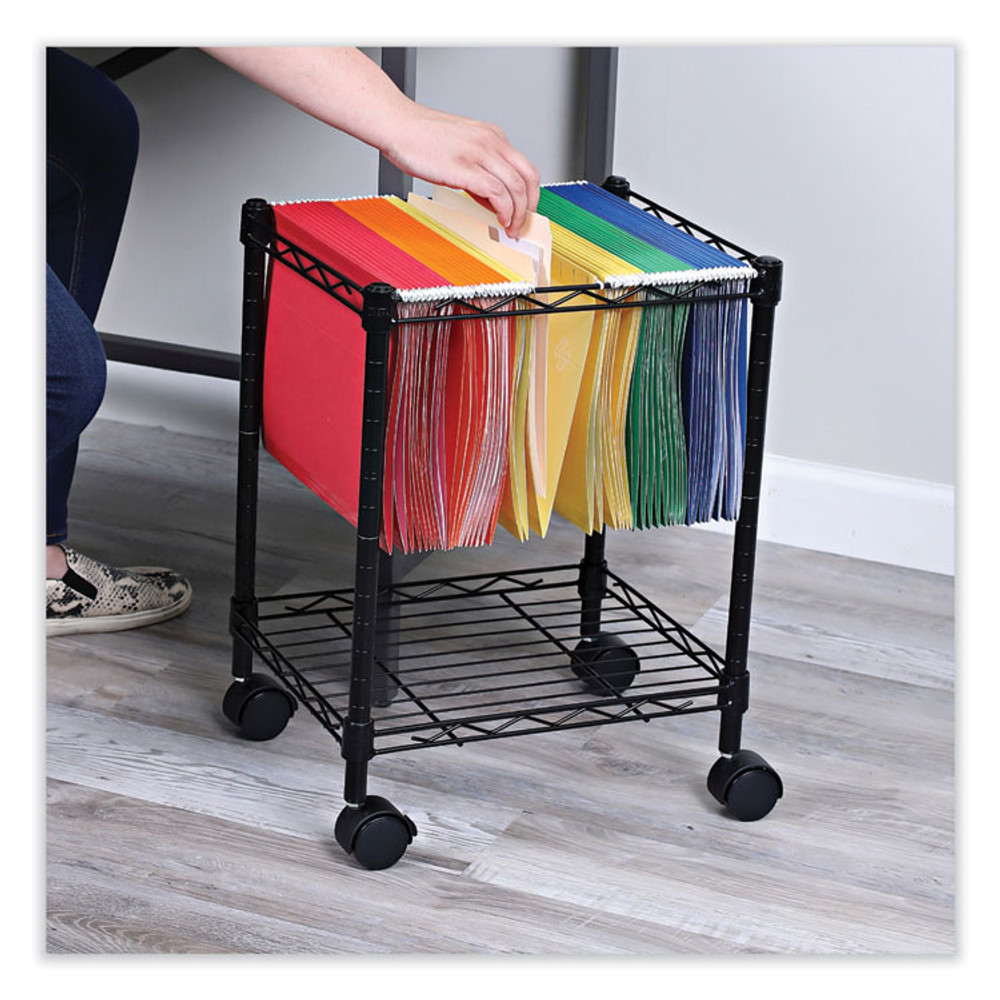 ALERA FW601416BL Compact File Cart for Side-to-Side Filing, Metal, 1 Shelf, 1 Bin, 15.25" x 12.38" x 21", Black
