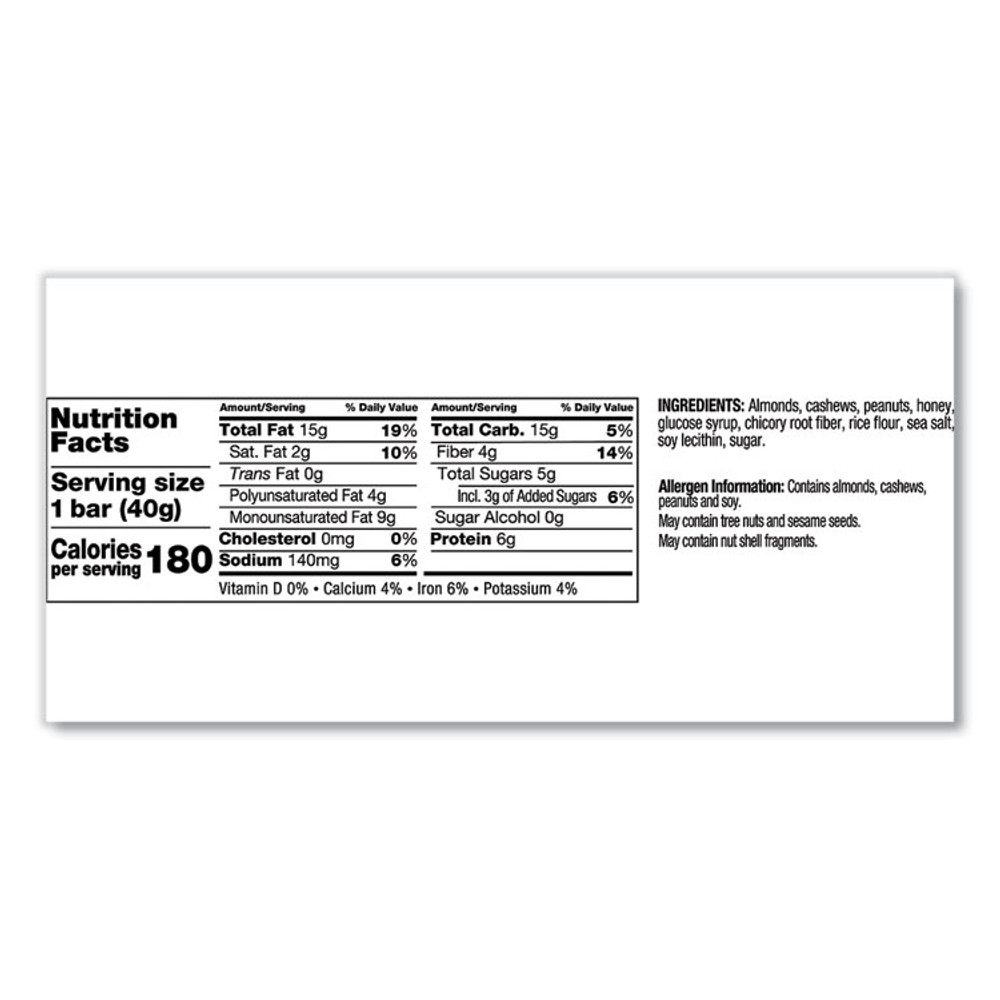 KIND LLC 19990 Nuts and Spices Bar, Honey Roasted Nuts/Sea Salt, 1.4 oz Bar, 12/Box