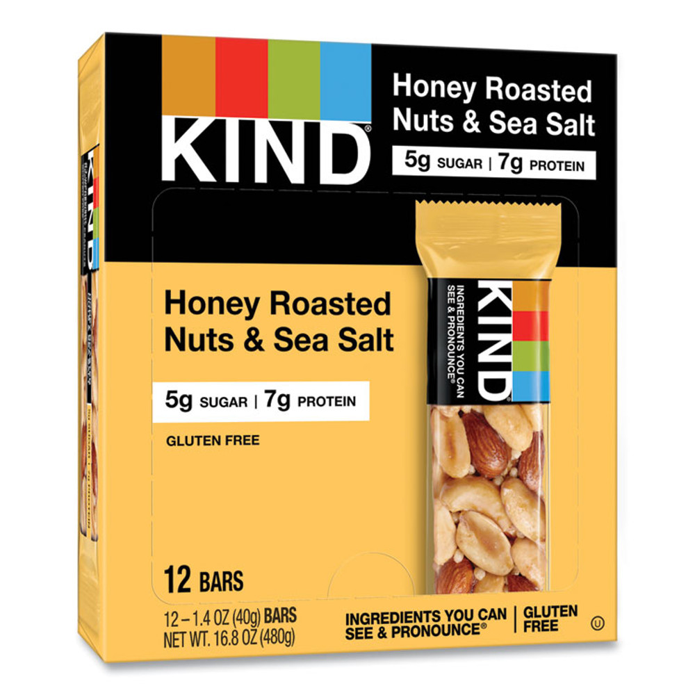 KIND LLC 19990 Nuts and Spices Bar, Honey Roasted Nuts/Sea Salt, 1.4 oz Bar, 12/Box